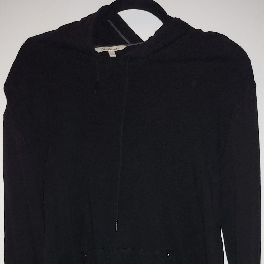 Calvin Wool Hoodie Sweater Size Medium  Pull String and Button Up